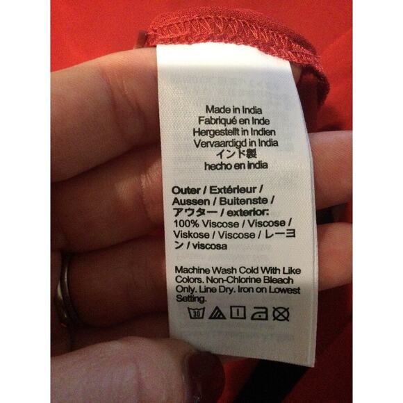 J.Crew Womens Ruffleneck Top Medium Red Chiffon Whimsigoth Sheer Classic Office - Picture 12 of 14